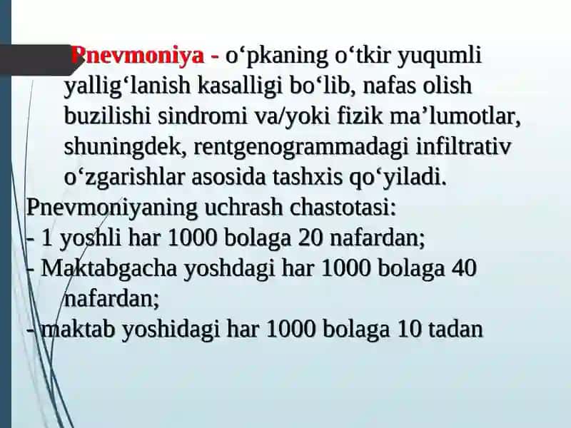 Bolalarda pnevmaniyaning kechishi 2