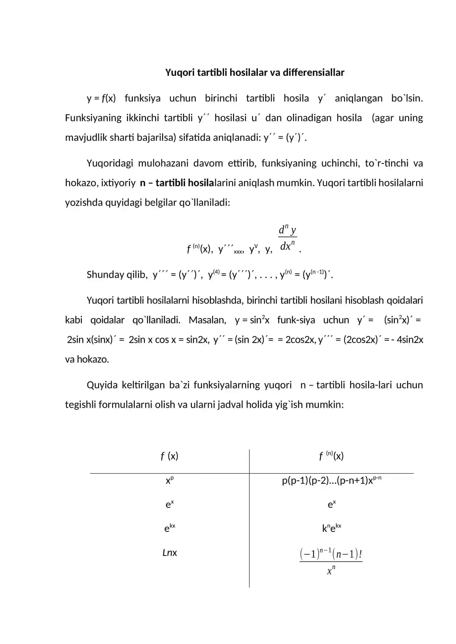Yuqori tartibli differentsial tenglamalar 2