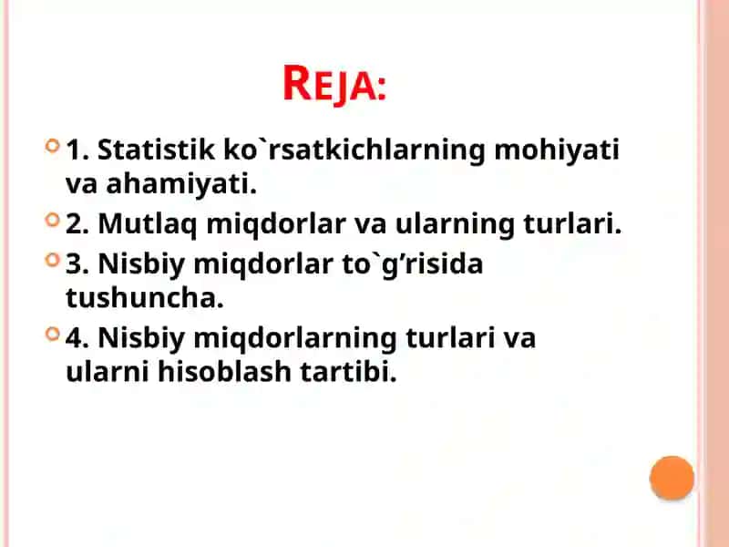 Tasviriy statistika ko’rsatkichlari 2