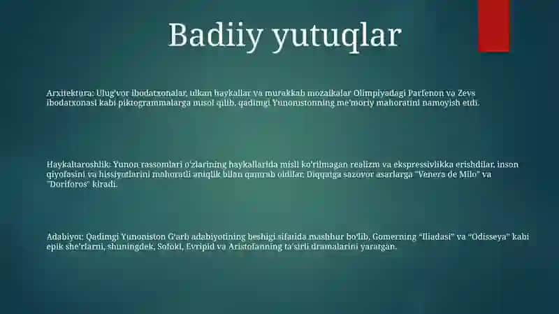 Qadimgi Yunoniston Madaniyati 2