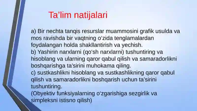 Cheklovchi Omillar Tahlili 2