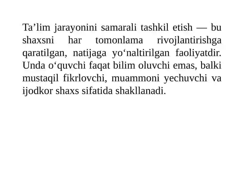 Ta'limolish jarayonini samarali tashkilotish 2