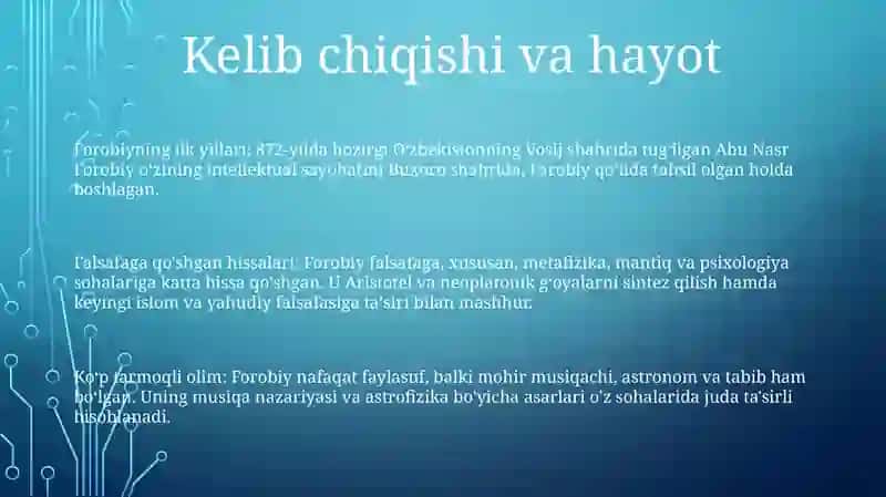 Abu Nasr Farobiy Va UningHayotYo'Llari 2