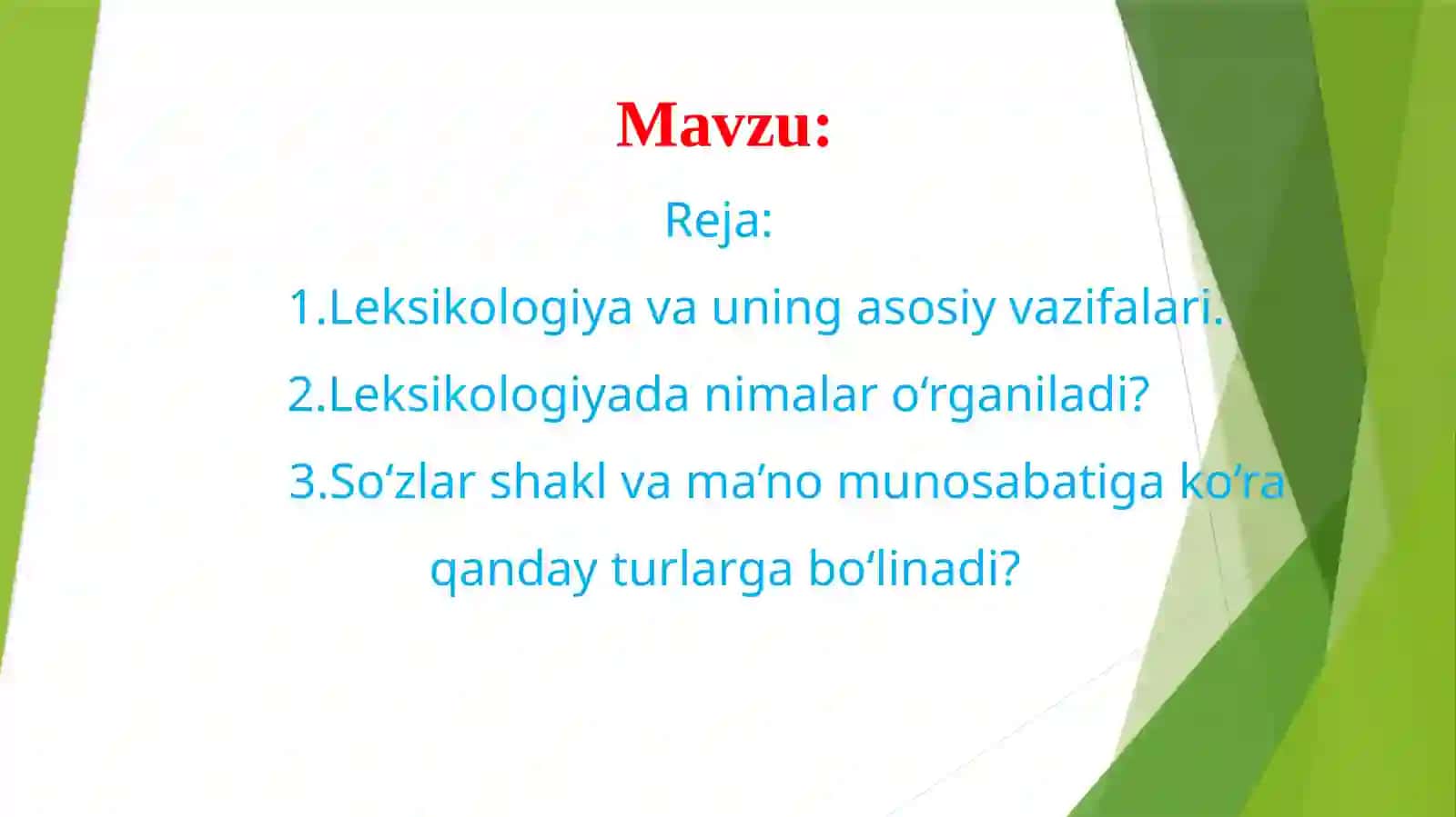 O`ZBEKTILI LEKSIKOLOGIYASI 2