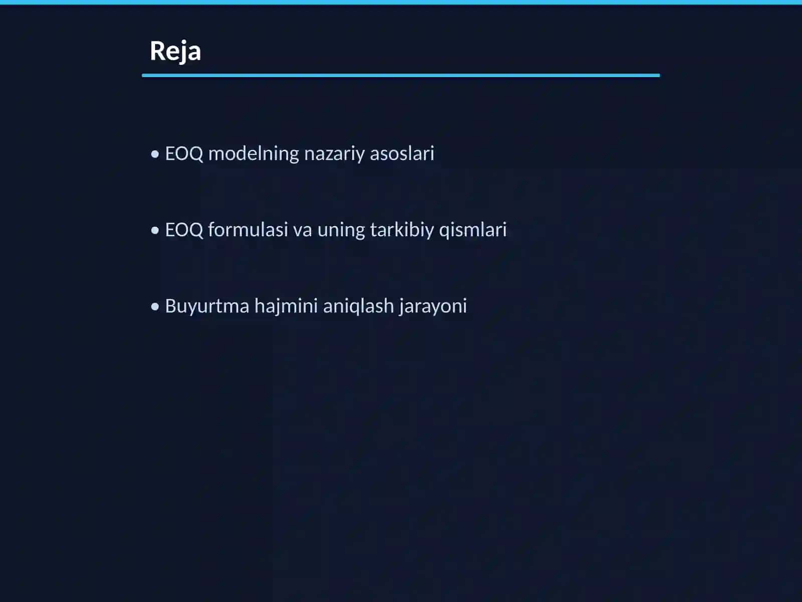 EOQ model va buyurtma hajmini aniqlash 2