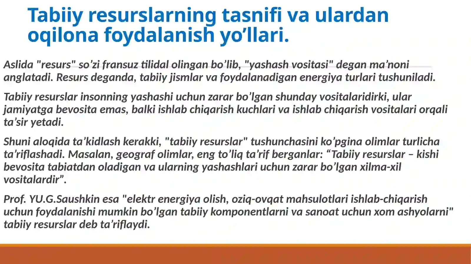Tabiiy resurslardan oqilona foydalanish 2