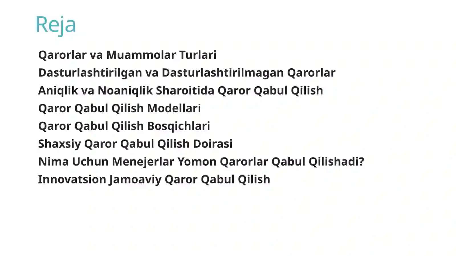 Menejmentda qaror qabul qilish 2