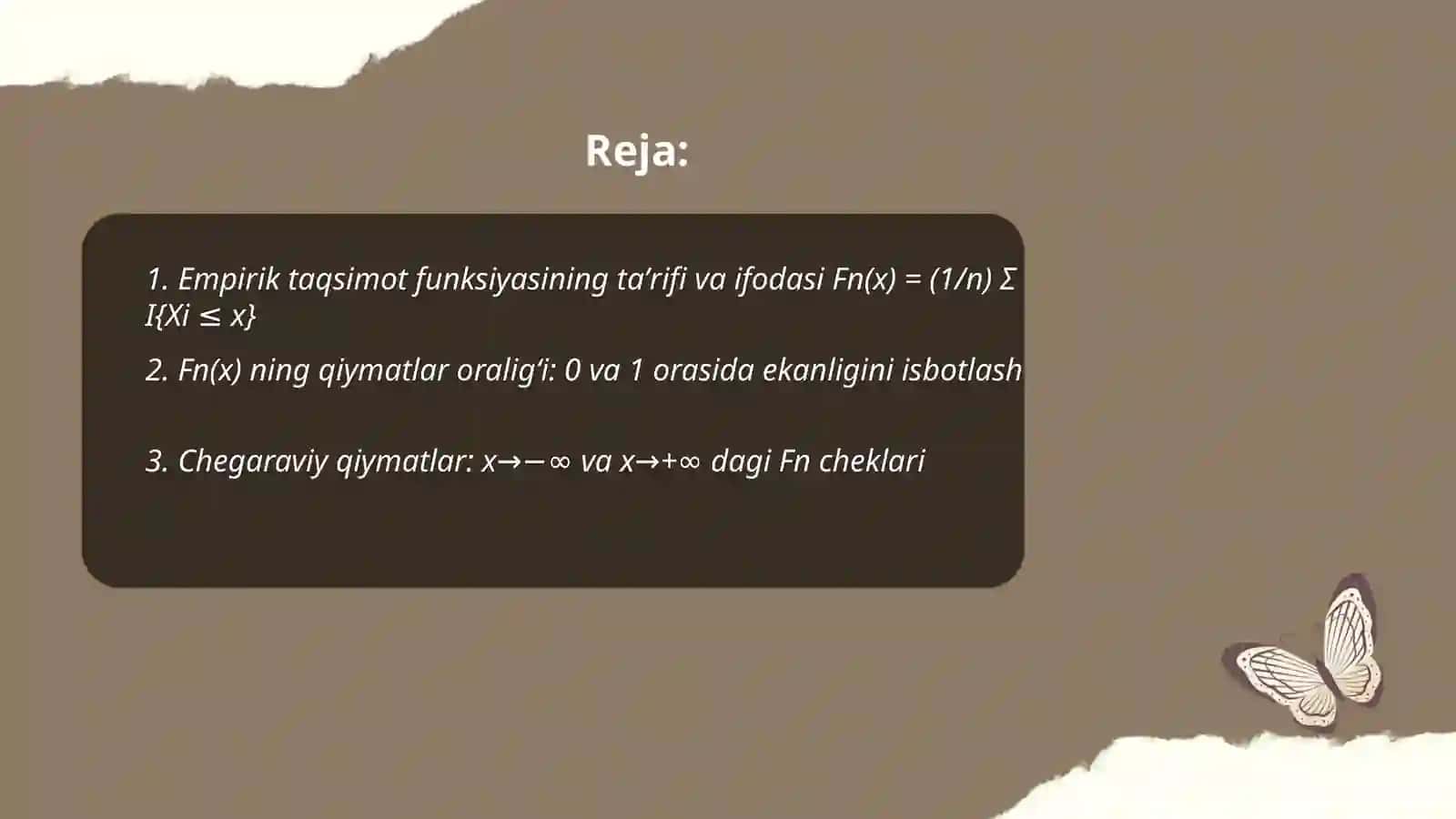 Ehtimollar nazariyasi va matematik statistika 2