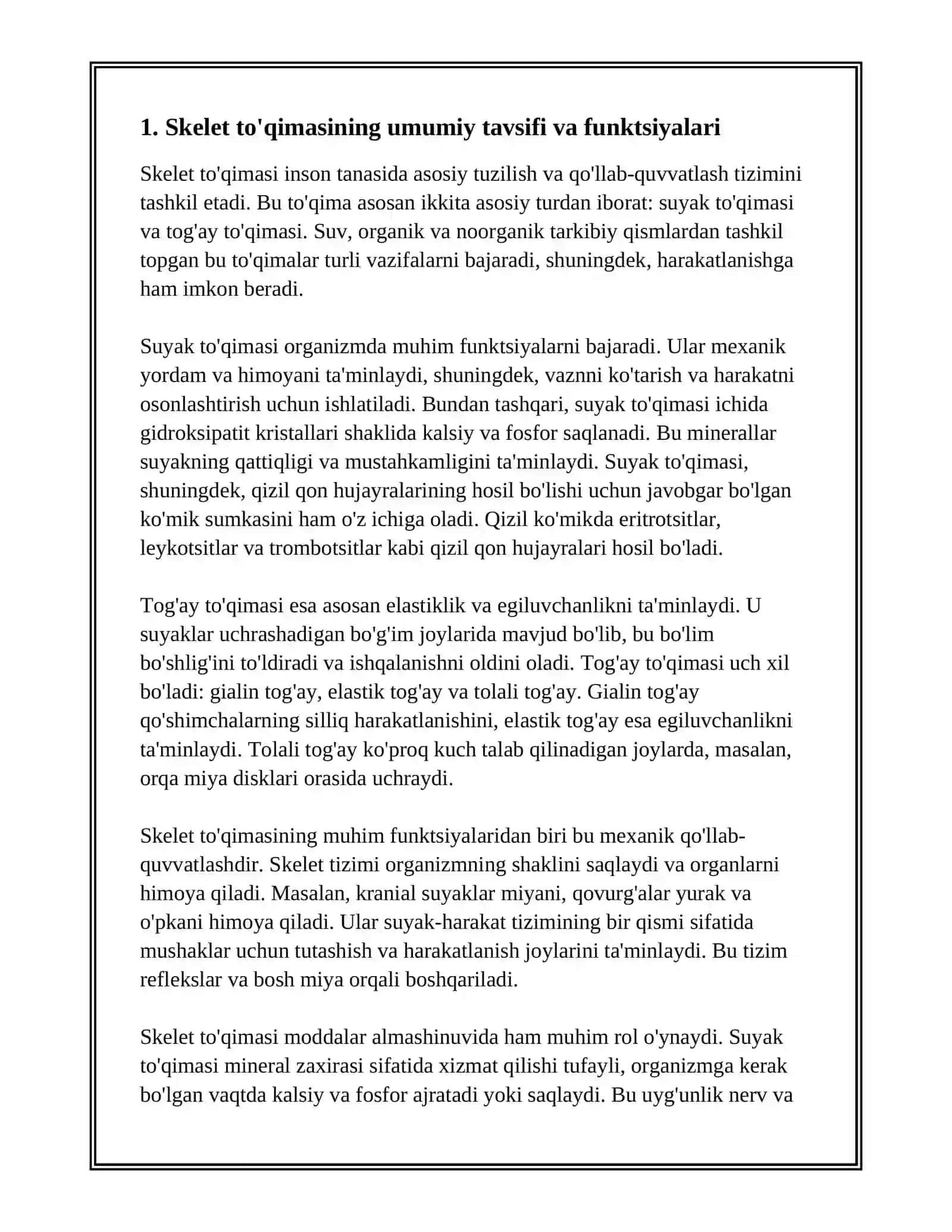 SKELET TO'QIMASI(SUYAK VA TOG'AY TO'QIMALARI) 2