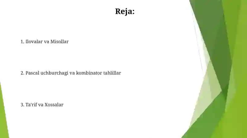 Binomial koeffisentlar 2
