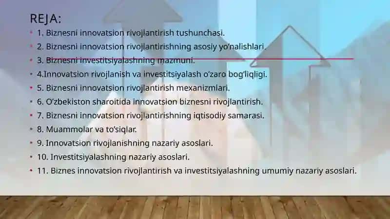 Biznesni INNOVATSION RIVOJLANTIRISH VA INVESTITSIYALASHNING NAZARIY ASOSLARI 2
