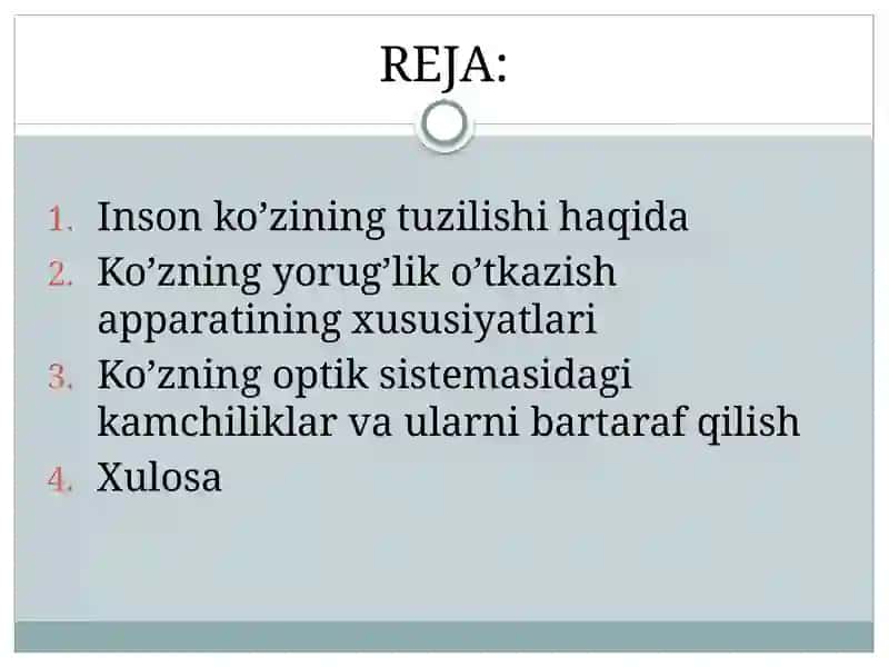 Ko’zning Optik Sistemasi va uning Fizik Xususiyatlari 2