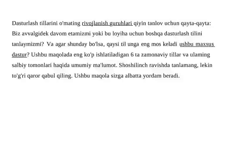 Zamonaviy dasturlash tillari 2