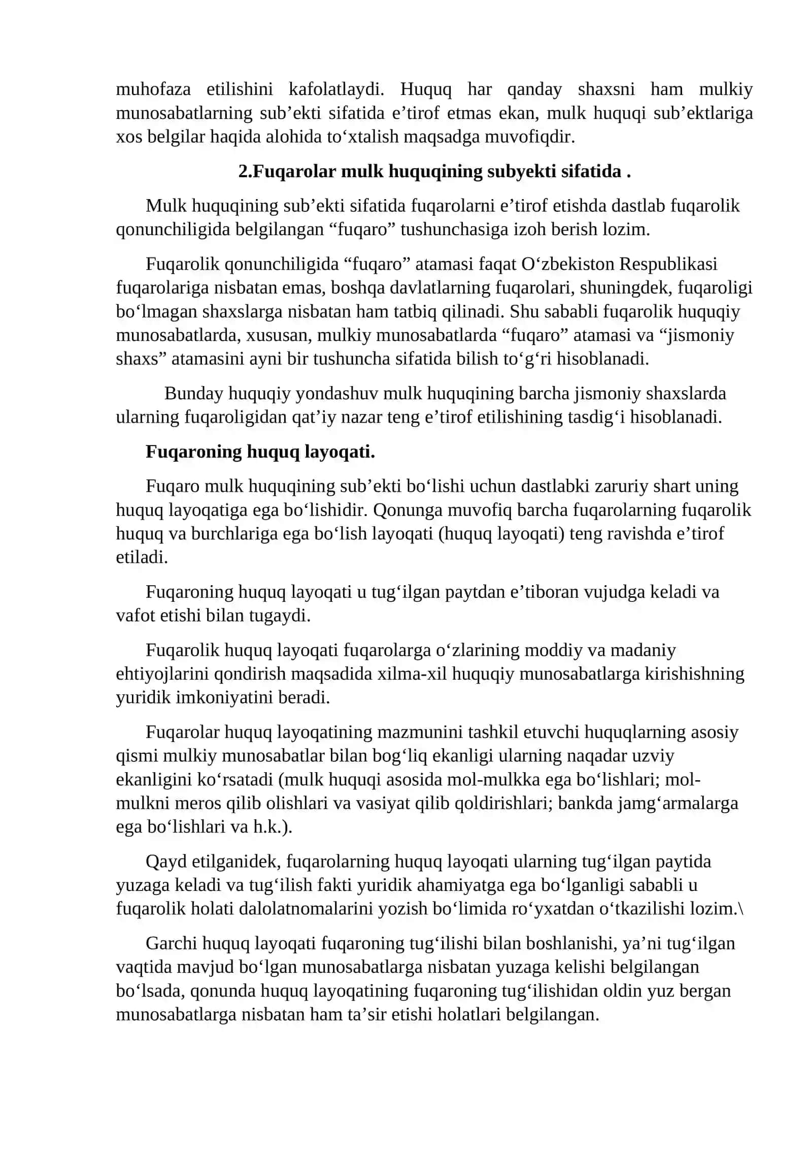 Mulk huquqi subyektlari va obyektlari 2