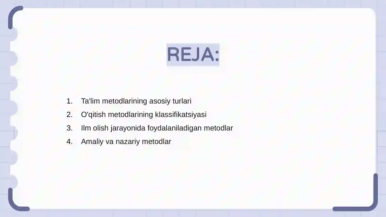 Ta'lim metodlarini tasniflash 2