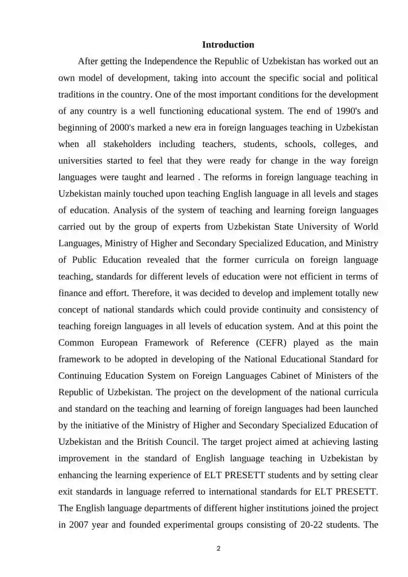 THE MODERN MODEL OF TEACHING AND LEARNING ENGLISH IN UZBEKISTAN 2