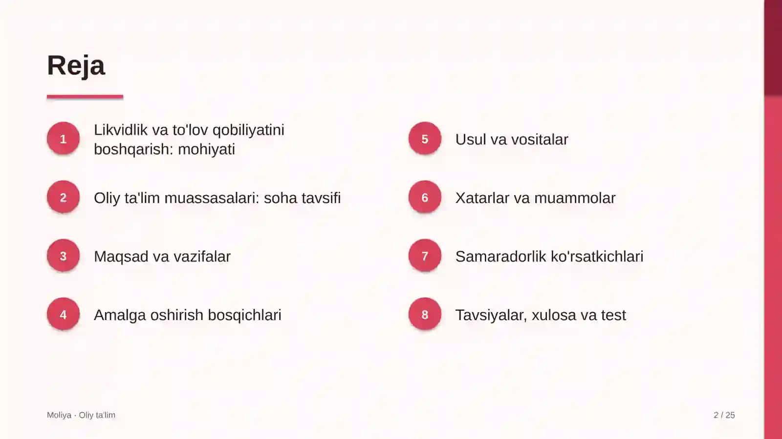 oliy ta'lim muassasalarida likvidlik va to'lov qobiliyatini boshqarish 2006 2