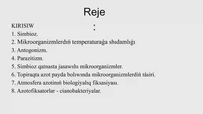 Mikroorganizm óz-ara hám basqa organizm menen qatnası 2