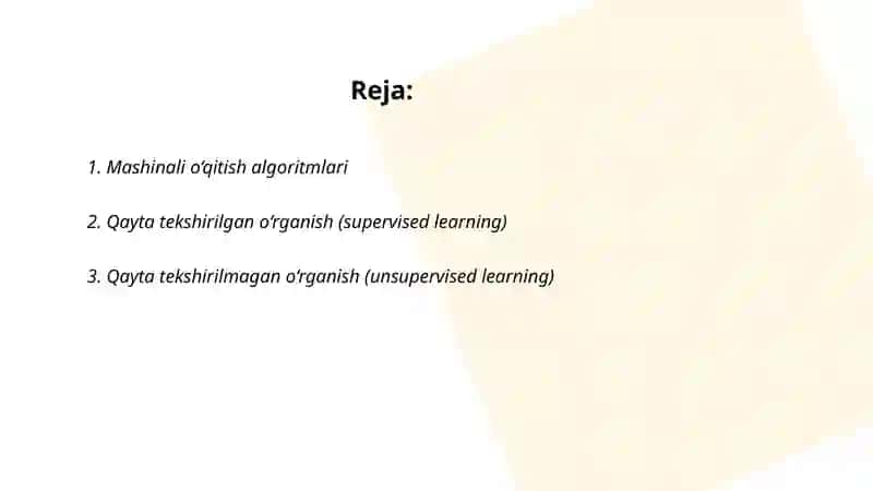 Mashinali o‘qitish algoritmlari 2