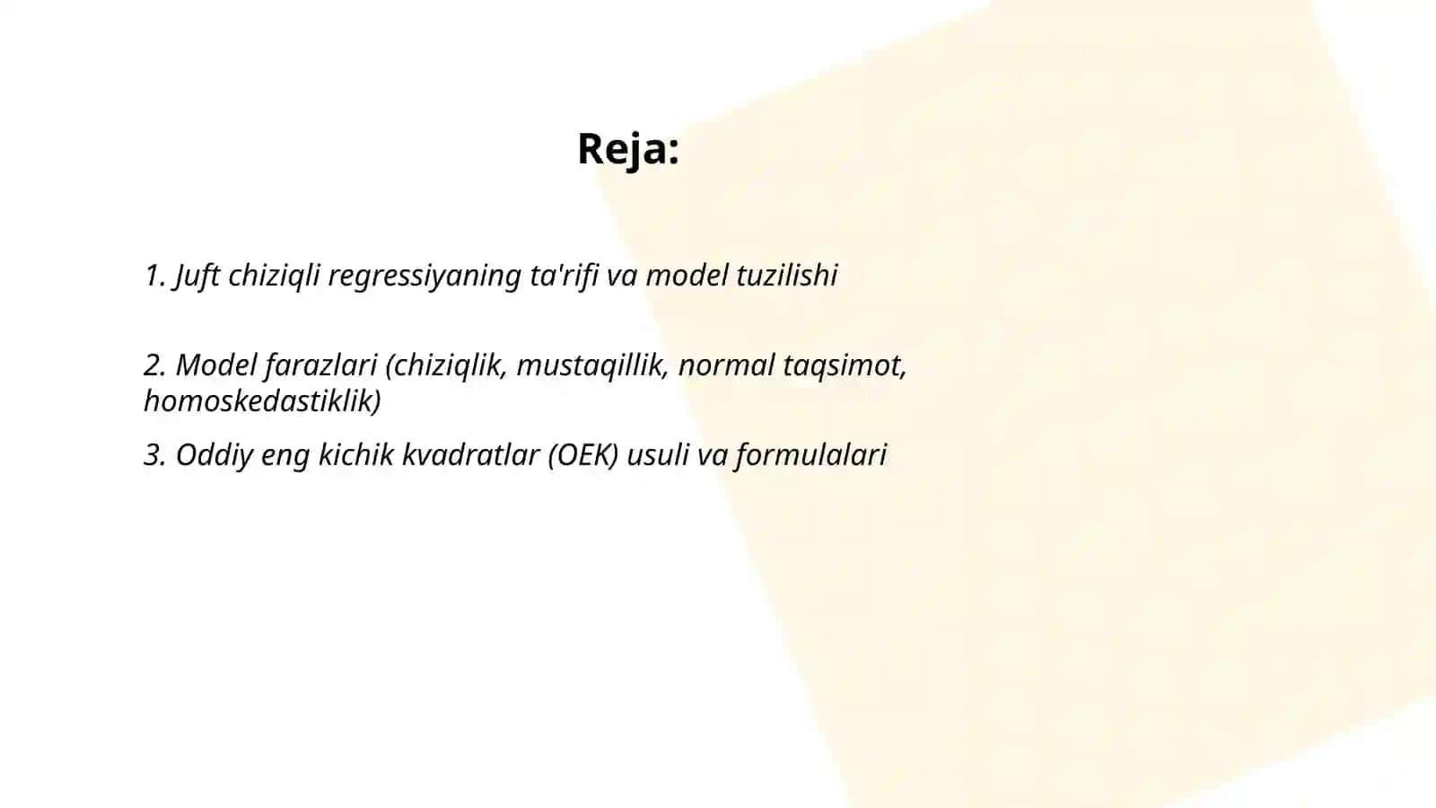 Juft chiziqli regressiya 2