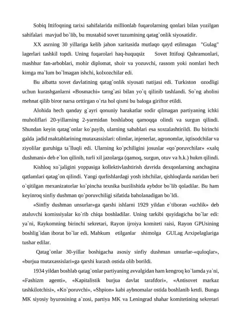 Qatag’onlar siyosati 2