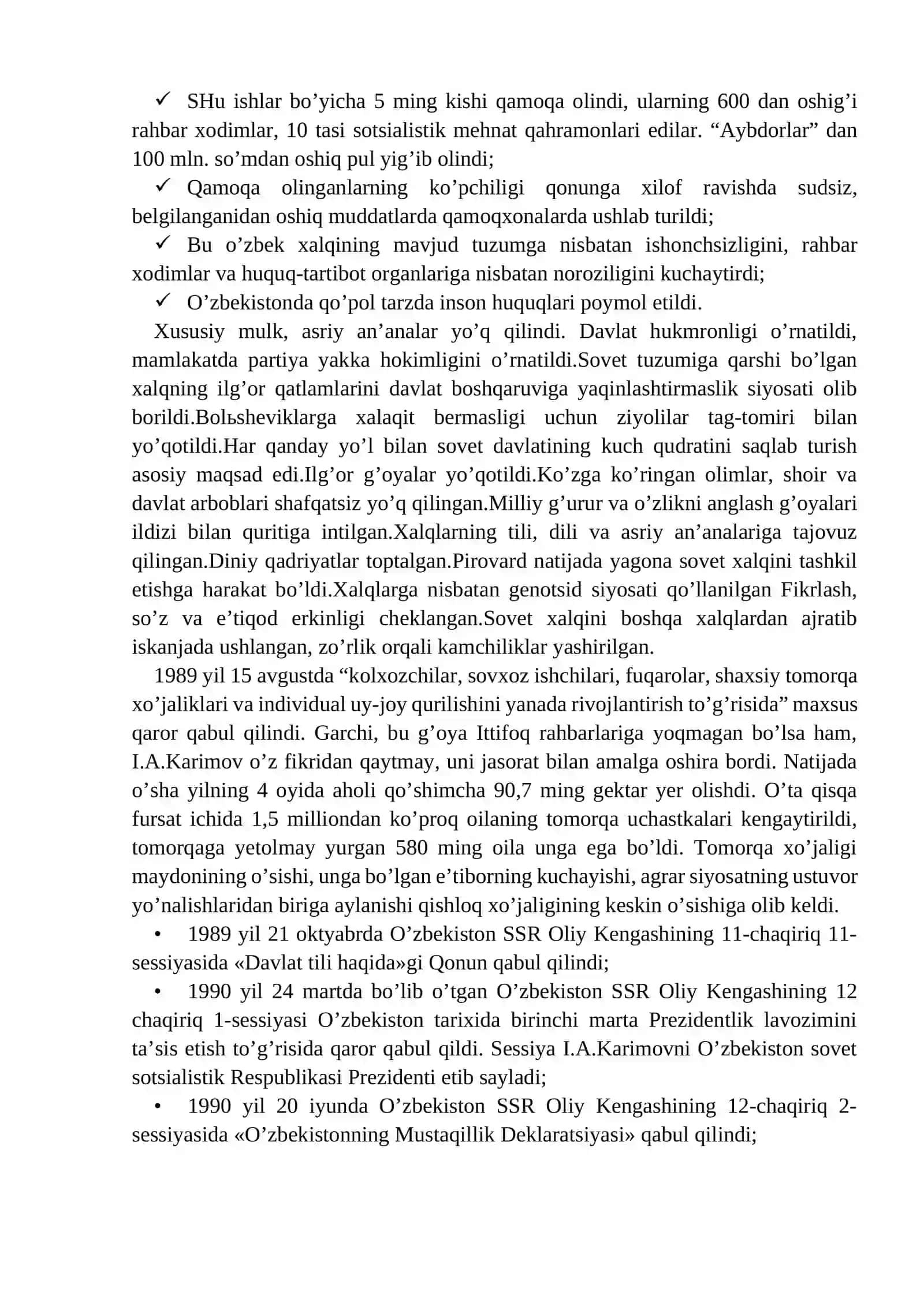 Oʻzbekistondagi ijtimoiy -siyosiy jarayonlar 2