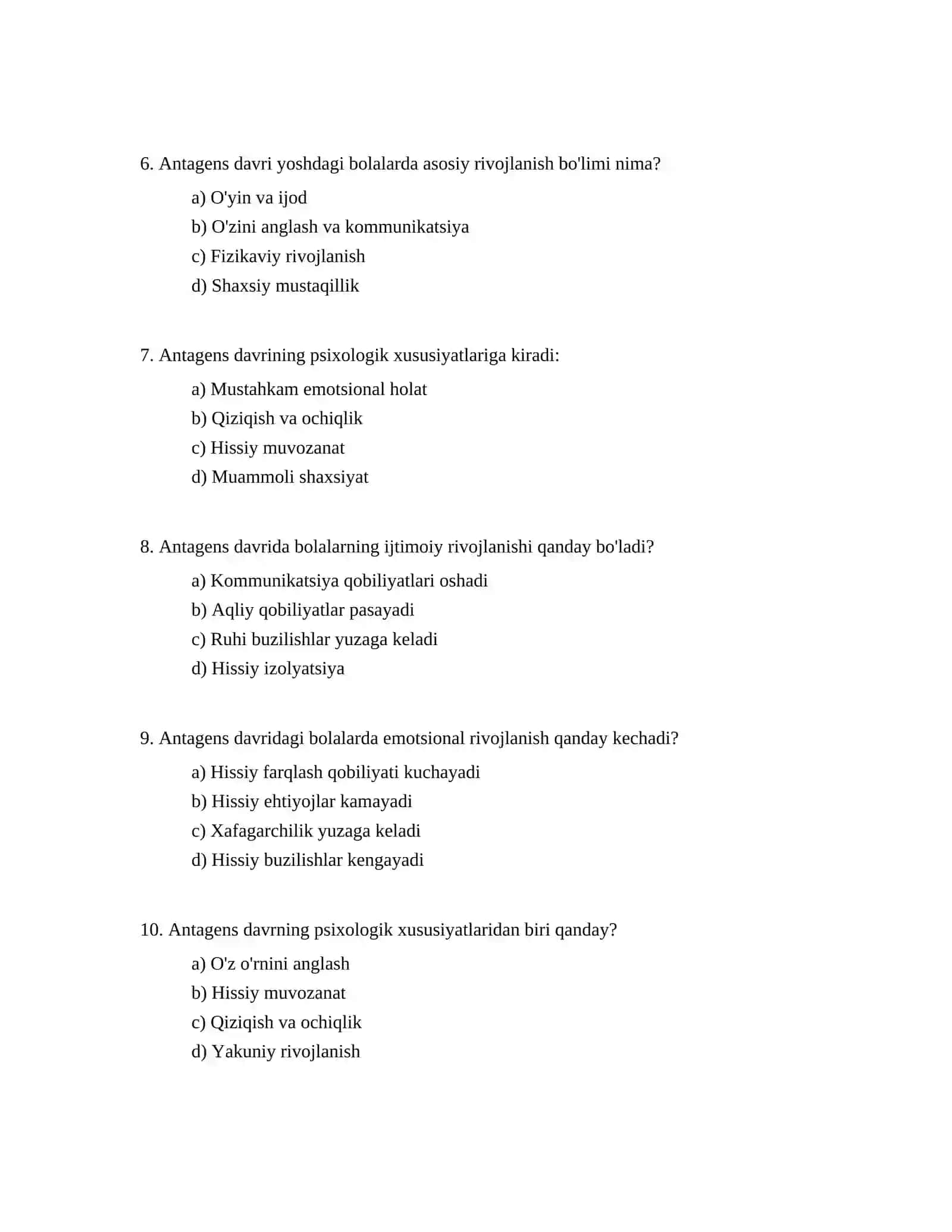 Antagens davrlarining psixologik xususiyatlari 2