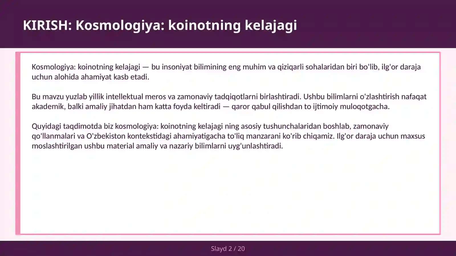 Kosmologiya: koinotning kelajagi 2