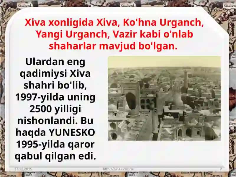 Xivaxonligining iqtisodiy va madaniy hayoti 2