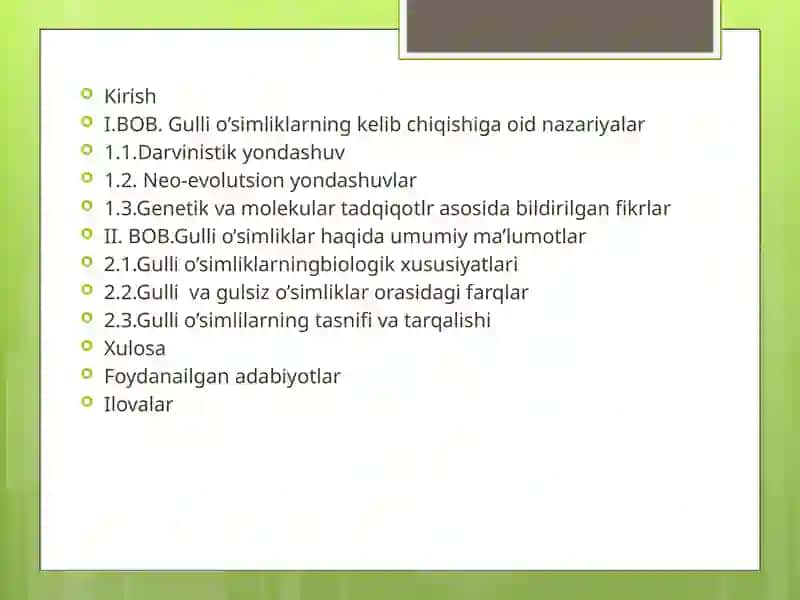 Gulli o’simliklar kelib chiqishi 2
