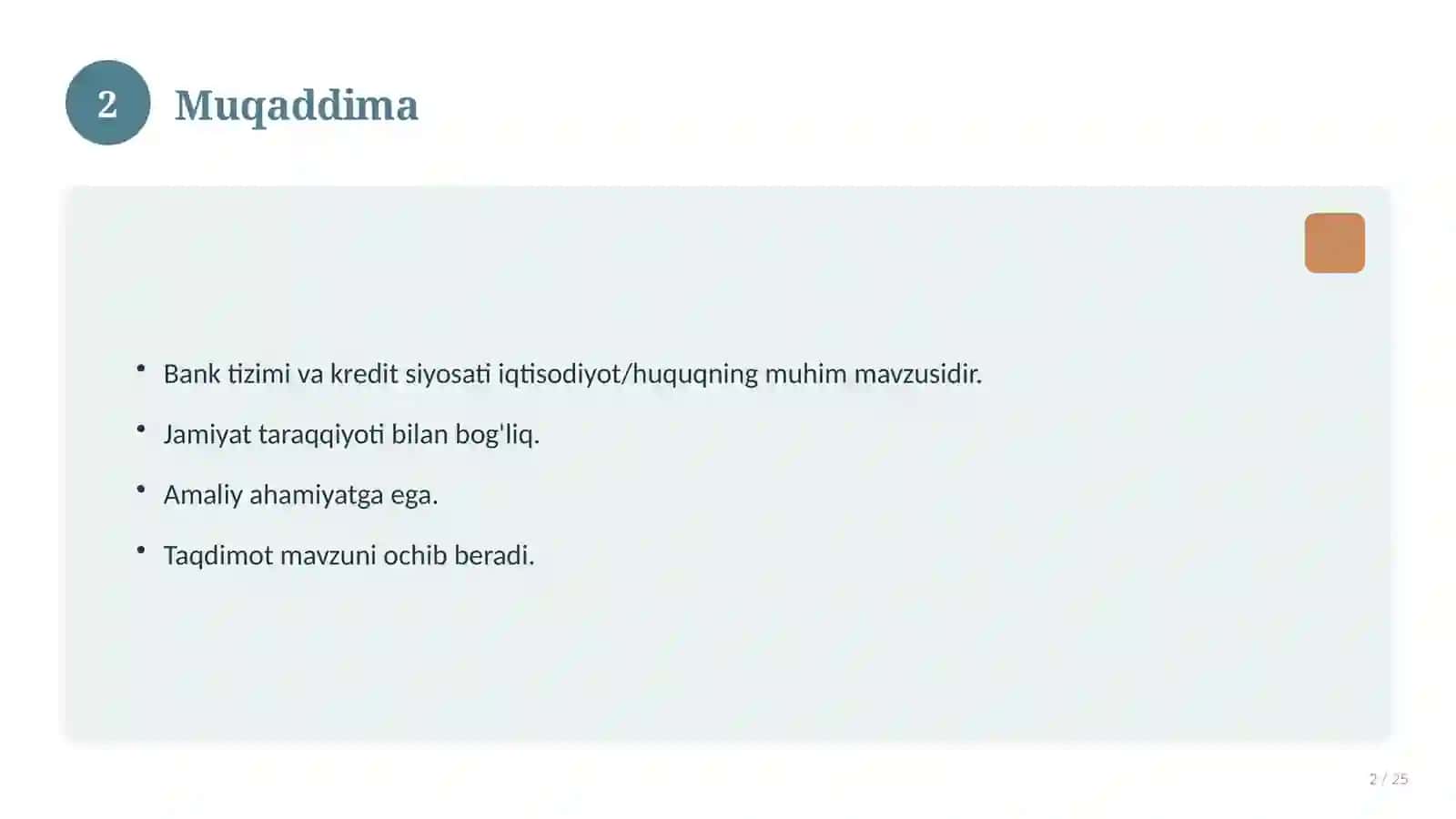 Bank tizimi va kredit siyosati 2