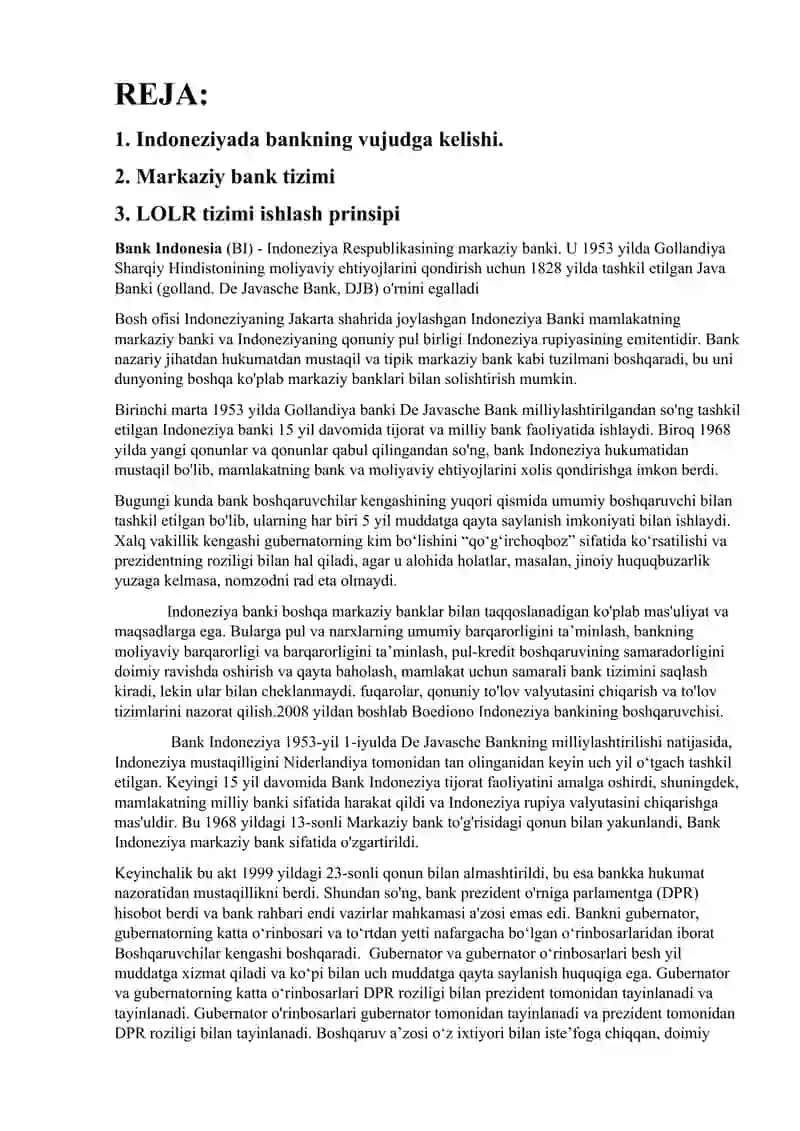 Indoneziya halqaro bank ishi 2
