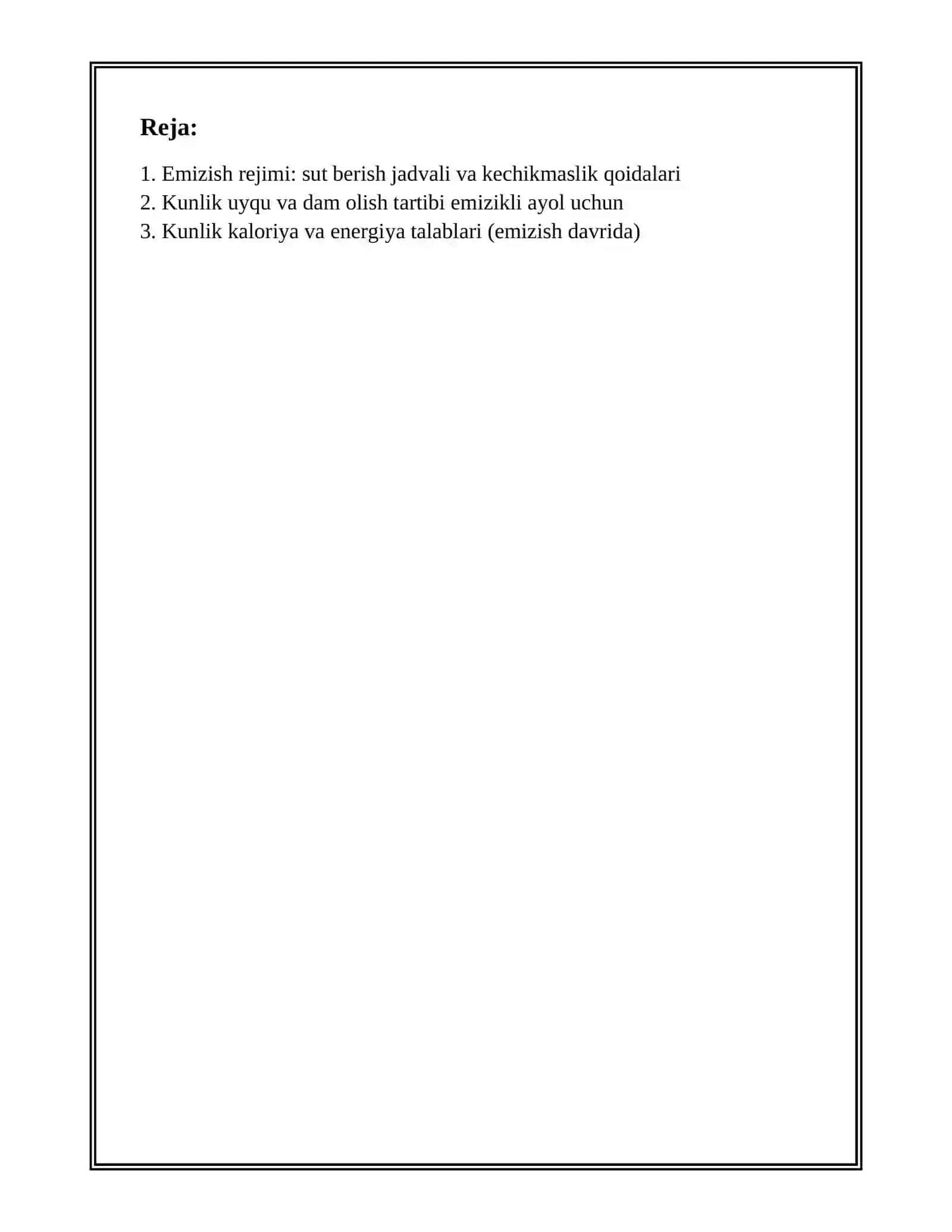 EMIZIKLI AYOLNING REJIMI VA OVQATLANISHI 2