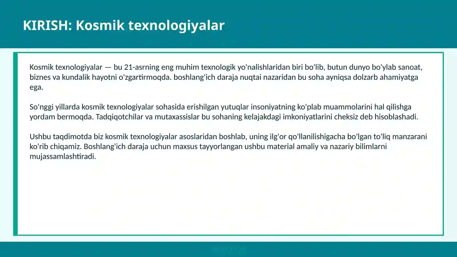 Kosmik Texnologiyalar 2