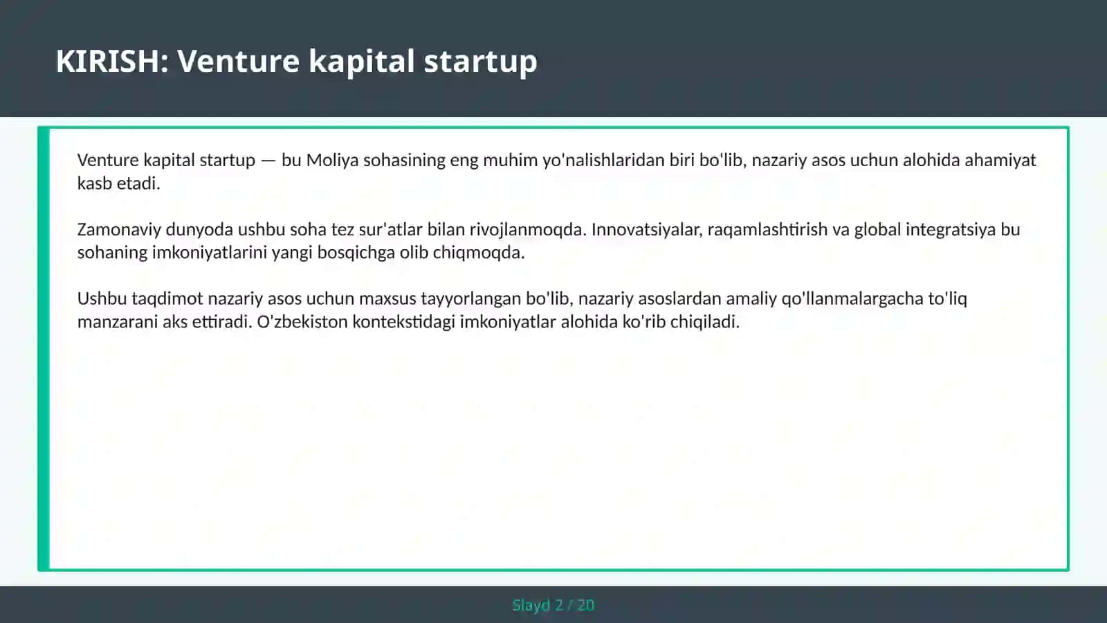 Venture kapital startup 2