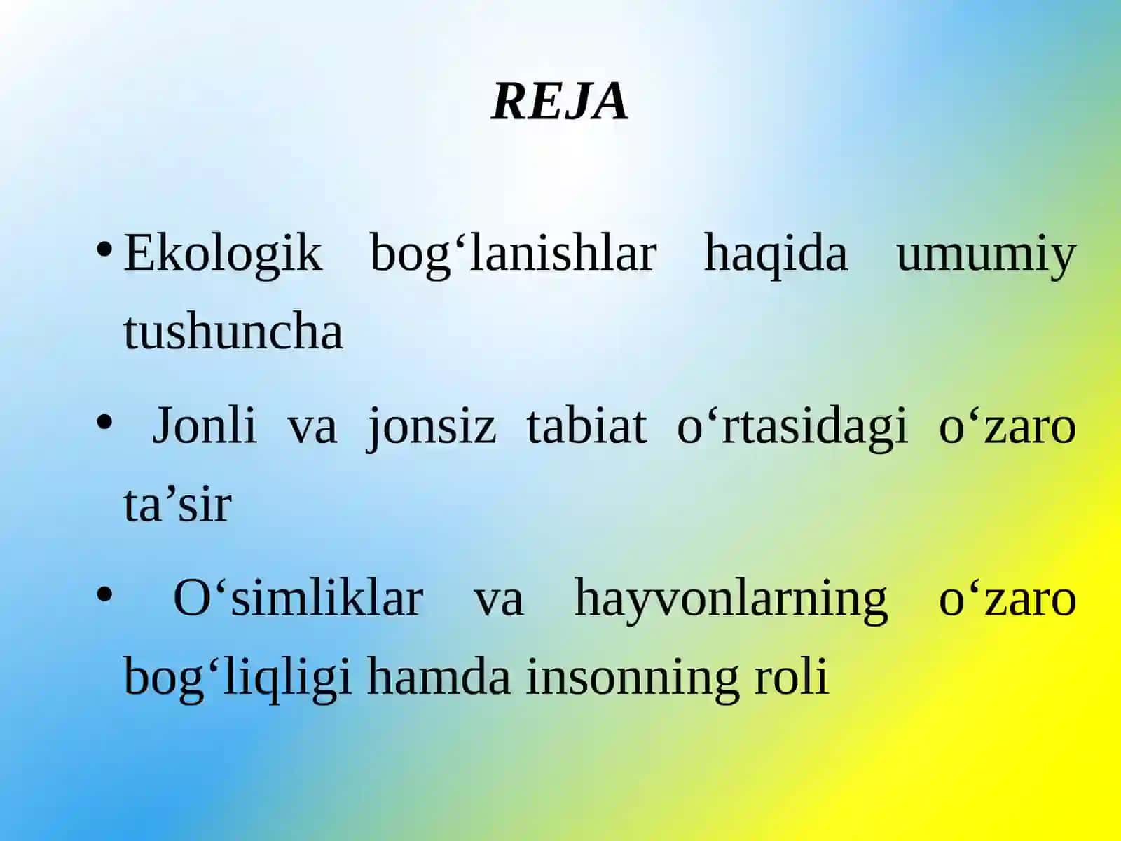 Tabiatdagi ekologik bog‘lanishlar 2