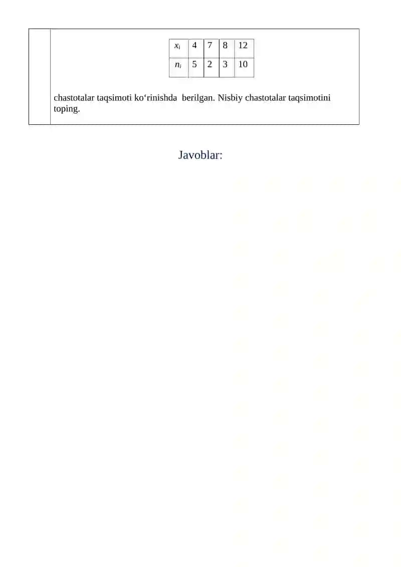 EHTIMOLLAR NAZARIYASI VA MATEMATIK STATISTIKA FANI 2