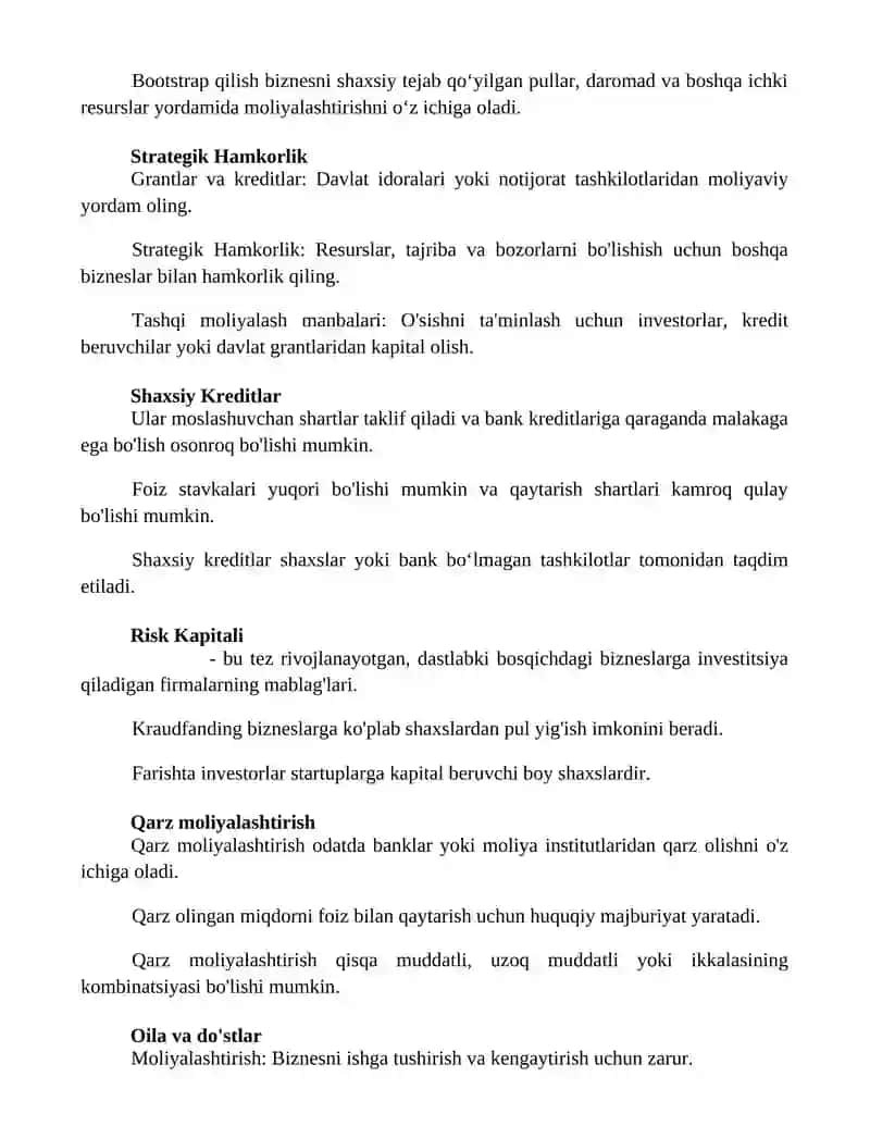 Tashqi moliyalashtirish manbalari 2
