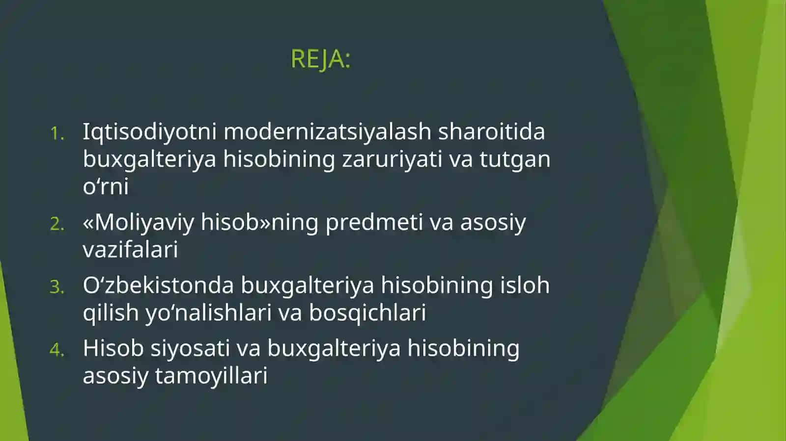 Moliyaviy Hisob Faniga Kirish 2