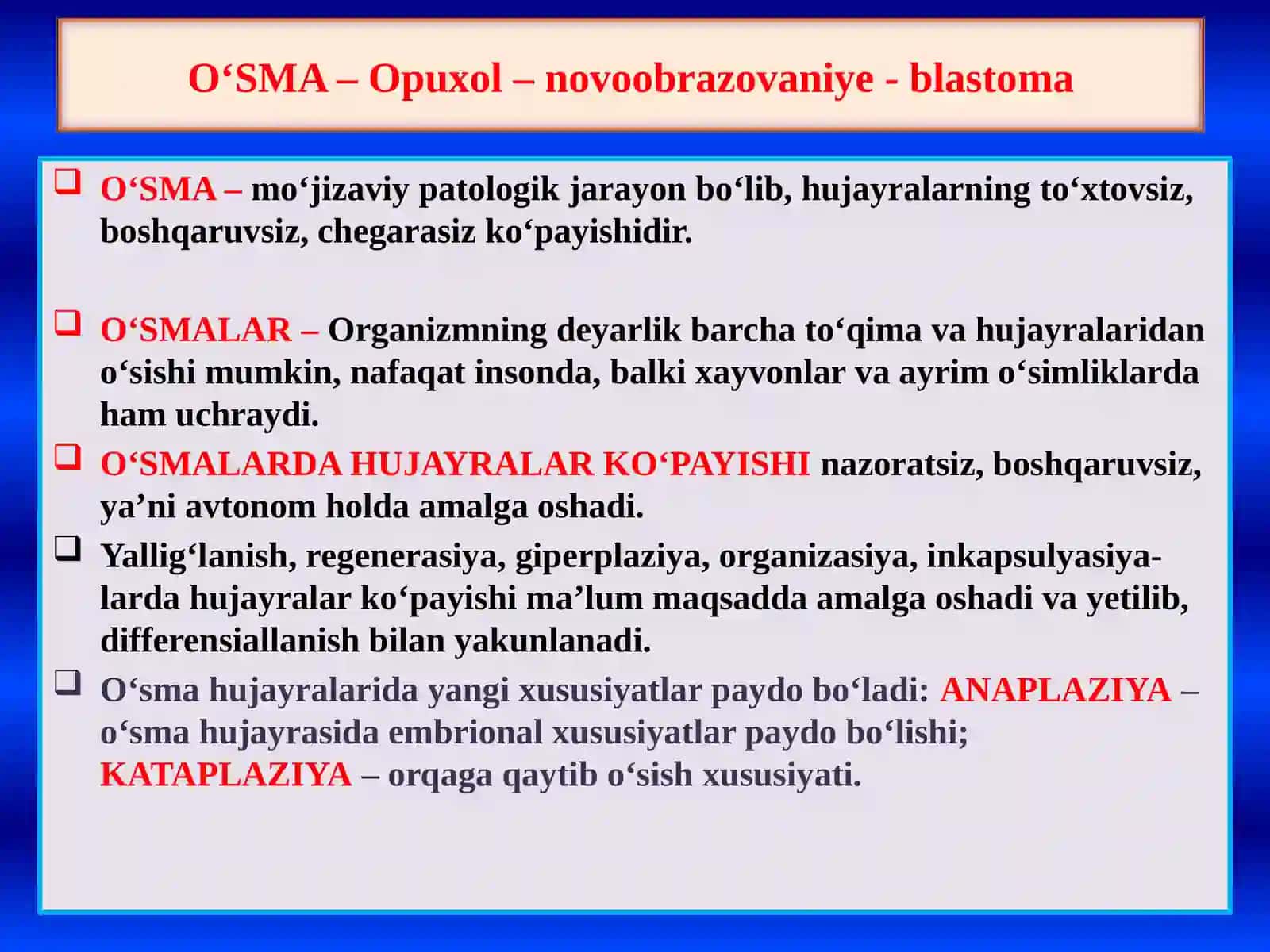 O‘SMALAR XAQIDA UMMIY TUSHUNCHA 2