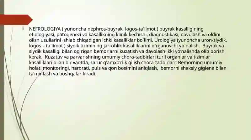 SIYDIK AJRATISH TIZIMI KASALLIKLARI 2
