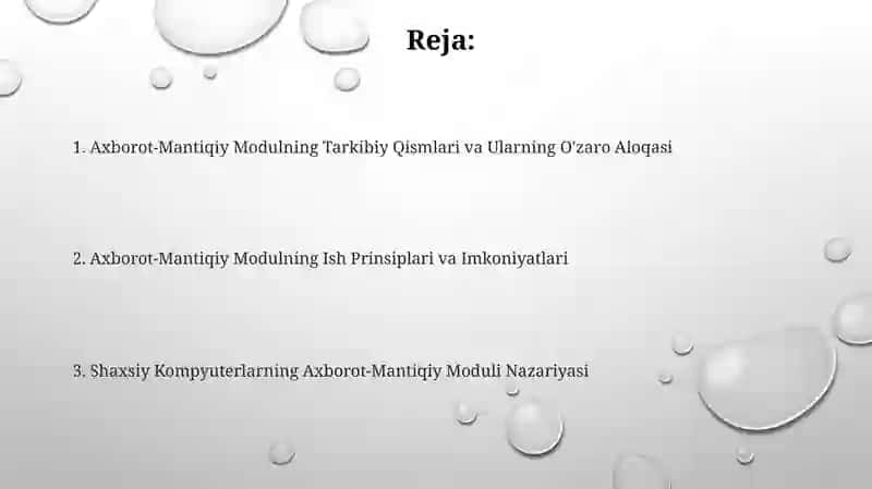 Shaxsiy kompyuterlarni axboriy mantiqiy moduli 2