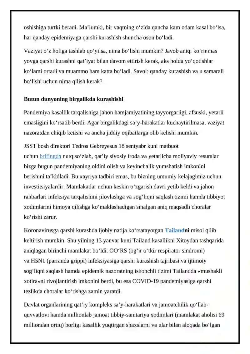 Pandemiya chora-tadbirlari 2