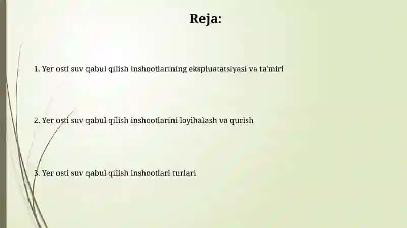 Yer osti suv olish inshootlarini asosiy konstruksiyalari 2