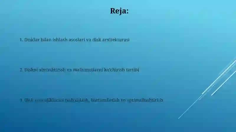 Disklar bilan ishlash, disk almashtirish va xatoliklarni bartaraf etish 2