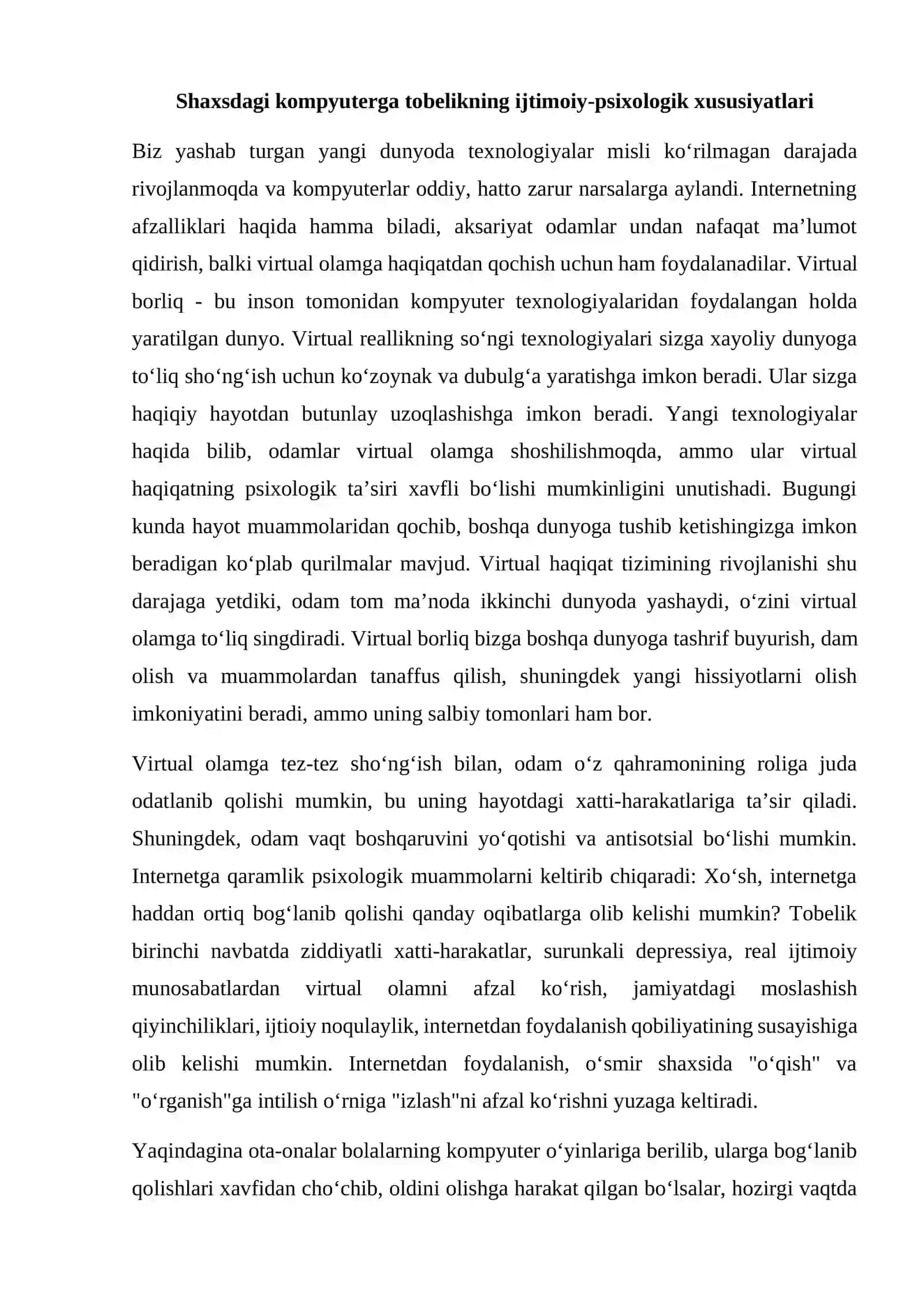 Shaxsdagi kompyuterga tobelikning ijtimoiy-psixologik xususiyatlari 2