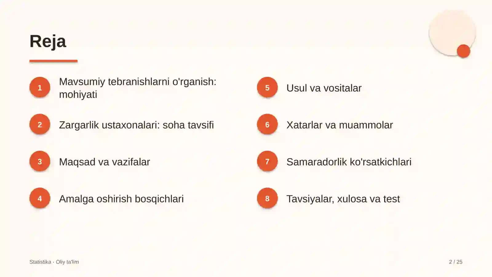 zargarlik ustaxonalarida mavsumiy tebranishlarni o'rganish 6398 2