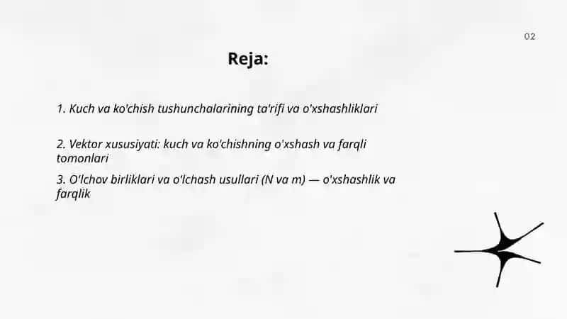 Kuch va ko'chish tushunchalari 2