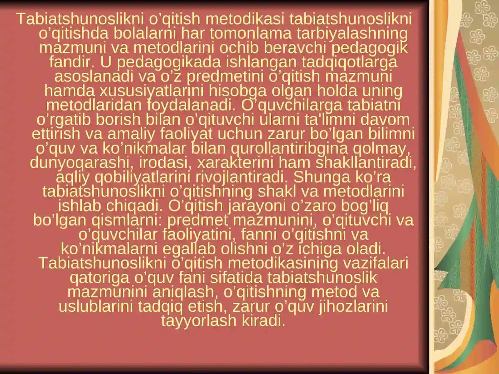 Tabiatshunoslikni o’qitish metodikasi 2