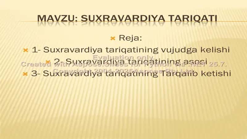 Suxravardiya Tariqati taqdimoti 2